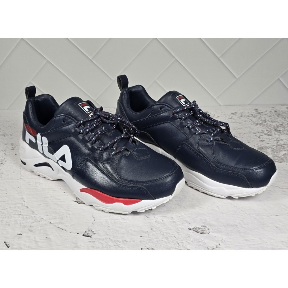 FILA Mens Size 12 Navy White Red Chunky Lifestyle Sneakers Style 1RM00776-422